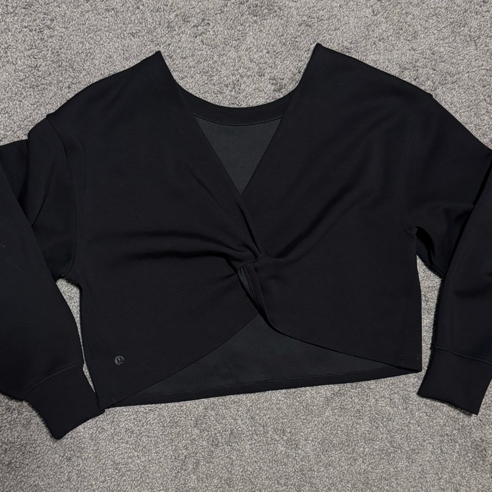 Lululemon Athletica Black Tie Front Crop Sweatshirt